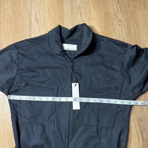 NWT Rivet Utility navy blue jumpsuit size S small long sleeve zip front GOOP - Picture 6 of 11